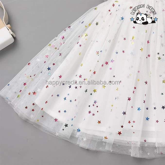 LEZONKIDS - Customize Girls Sequins Romper Tutu Dress Flower Bow knot Dots Print Summer Flutter Sleeves girls  Dresses
